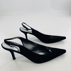 Stuart Weitzman black canvas heels